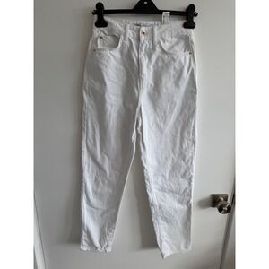 Zara White Mom Fit High Rise Straight Leg Jeans Women's Size US 4 EUR 36